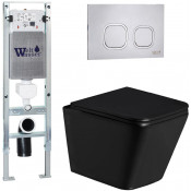 Подвесной унитаз с инсталляцией Weltwasser Amberg 350 ST / Gelbach 043 GL-BL / Amberg RD-MT CR 10000011928 черный глянцевый