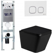 Подвесной унитаз с инсталляцией Weltwasser Amberg 350 ST / Gelbach 043 GL-BL / Amberg RD-WT 10000011929 черный глянцевый