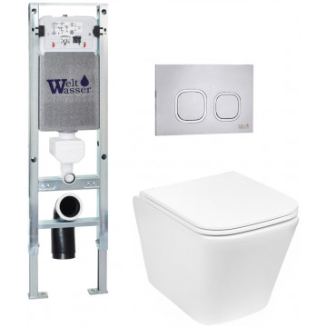 Подвесной унитаз с инсталляцией Weltwasser Amberg 350 ST / Gelbach 043 GL-WT / Amberg RD-MT CR 10000011848 белый глянцевый