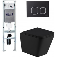 Подвесной унитаз с инсталляцией Weltwasser Amberg 350 ST / Gelbach 043 MT-BL / Amberg RD-BL 10000011969 черный матовый