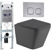 Подвесной унитаз с инсталляцией Weltwasser Amberg 350 ST / Gelbach 043 MT-GR / Amberg RD-CR 10000012011 серый матовый