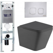 Подвесной унитаз с инсталляцией Weltwasser Amberg 350 ST / Gelbach 043 MT-GR / Amberg RD-MT CR 10000012012 серый матовый