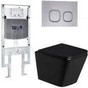 Подвесной унитаз с инсталляцией Weltwasser Amberg 497 ST / Gelbach 043 GL-BL / Amberg RD-CR 10000011937 черный глянцевый