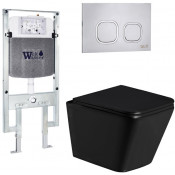 Подвесной унитаз с инсталляцией Weltwasser Amberg 497 ST / Gelbach 043 GL-BL / Amberg RD-MT CR 10000011938 черный глянцевый