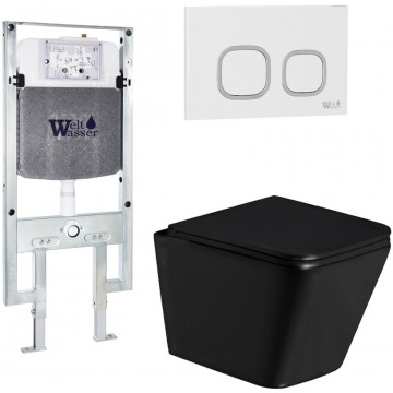 Подвесной унитаз с инсталляцией Weltwasser Amberg 497 ST / Gelbach 043 GL-BL / Amberg RD-WT 10000011939 черный глянцевый