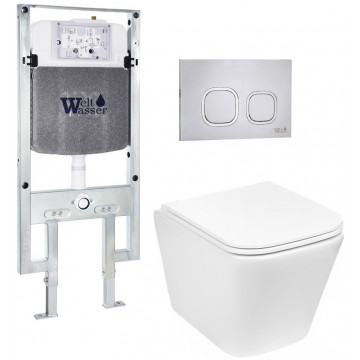 Подвесной унитаз с инсталляцией Weltwasser Amberg 497 ST / Gelbach 043 GL-WT / Amberg RD-MT CR 10000011858 белый глянцевый