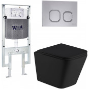 Подвесной унитаз с инсталляцией Weltwasser Amberg 497 ST / Gelbach 043 MT-BL / Amberg RD-CR 10000011981 черный матовый