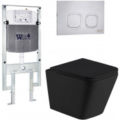Подвесной унитаз с инсталляцией Weltwasser Amberg 497 ST / Gelbach 043 MT-BL / Amberg RD-MT CR 10000011982 черный матовый