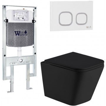 Подвесной унитаз с инсталляцией Weltwasser Amberg 497 ST / Gelbach 043 MT-BL / Amberg RD-WT 10000011983 черный матовый