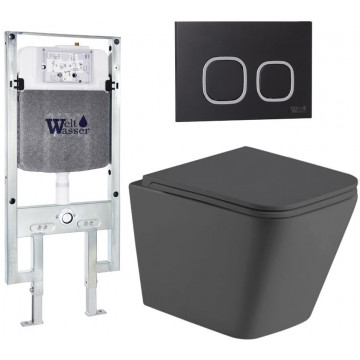 Подвесной унитаз с инсталляцией Weltwasser Amberg 497 ST / Gelbach 043 MT-GR / Amberg RD-BL 10000012020 серый матовый