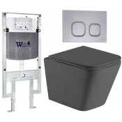 Подвесной унитаз с инсталляцией Weltwasser Amberg 497 ST / Gelbach 043 MT-GR / Amberg RD-CR 10000012021 серый матовый