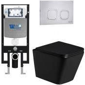 Подвесной унитаз с инсталляцией Weltwasser Amberg 497 / Gelbach 043 GL-BL / Amberg RD-MT CR 10000011933 черный глянцевый