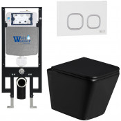 Подвесной унитаз с инсталляцией Weltwasser Amberg 497 / Gelbach 043 GL-BL / Amberg RD-WT 10000011934 черный глянцевый