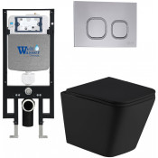 Подвесной унитаз с инсталляцией Weltwasser Amberg 497 / Gelbach 043 MT-BL / Amberg RD-CR 10000011976 черный матовый