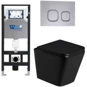Подвесной унитаз с инсталляцией Weltwasser Amberg 506 / Gelbach 043 GL-BL / Amberg RD-CR 10000011942 черный глянцевый