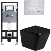 Подвесной унитаз с инсталляцией Weltwasser Amberg 506 / Gelbach 043 GL-BL / Amberg RD-MT CR 10000011943 черный глянцевый