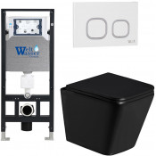 Подвесной унитаз с инсталляцией Weltwasser Amberg 506 / Gelbach 043 GL-BL / Amberg RD-WT 10000011944 черный глянцевый