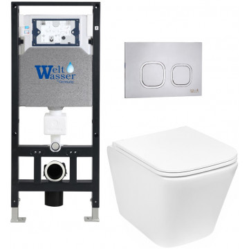 Подвесной унитаз с инсталляцией Weltwasser Amberg 506 / Gelbach 043 GL-WT / Amberg RD-MT CR 10000011863 белый глянцевый