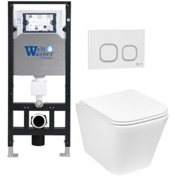 Подвесной унитаз с инсталляцией Weltwasser Amberg 506 / Gelbach 043 GL-WT / Amberg RD-WT 10000011864 белый глянцевый