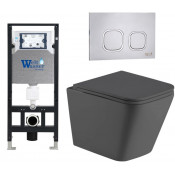 Подвесной унитаз с инсталляцией Weltwasser Amberg 506 / Gelbach 043 MT-GR / Amberg RD-MT CR 10000012027 серый матовый