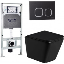 Подвесной унитаз с инсталляцией Weltwasser Amberg 506 ST / Gelbach 043 GL-BL / Amberg RD-BL 10000011946 черный глянцевый