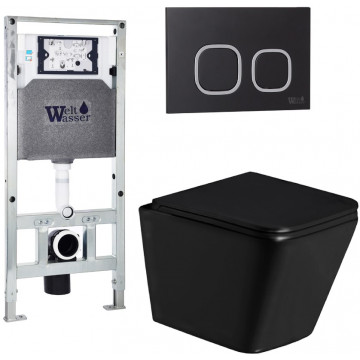 Подвесной унитаз с инсталляцией Weltwasser Amberg 506 ST / Gelbach 043 GL-BL / Amberg RD-BL 10000011946 черный глянцевый