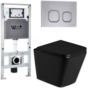 Подвесной унитаз с инсталляцией Weltwasser Amberg 506 ST / Gelbach 043 GL-BL / Amberg RD-CR 10000011947 черный глянцевый