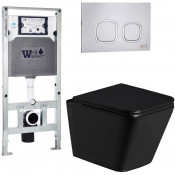 Подвесной унитаз с инсталляцией Weltwasser Amberg 506 ST / Gelbach 043 GL-BL / Amberg RD-MT CR 10000011948 черный глянцевый