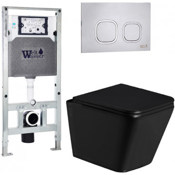 Подвесной унитаз с инсталляцией Weltwasser Amberg 506 ST / Gelbach 043 GL-BL / Amberg RD-MT CR 10000011948 черный глянцевый