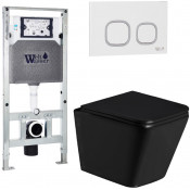 Подвесной унитаз с инсталляцией Weltwasser Amberg 506 ST / Gelbach 043 GL-BL / Amberg RD-WT 10000011949 черный глянцевый