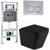 Подвесной унитаз с инсталляцией Weltwasser Amberg 506 ST / Gelbach 043 MT-BL / Amberg RD-CR 10000011991 черный матовый