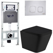 Подвесной унитаз с инсталляцией Weltwasser Amberg 506 ST / Gelbach 043 MT-BL / Amberg RD-MT CR 10000011992 черный матовый