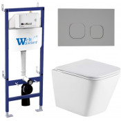 Подвесной унитаз с инсталляцией Weltwasser Bamberg 460 / Gelbach 043 GL-WT / Bamberg CR 10000012810 белый глянцевый