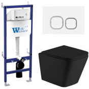 Подвесной унитаз с инсталляцией Weltwasser Bamberg 460 / Gelbach 043 MT-BL / Bamberg WT 10000012791 черный матовый