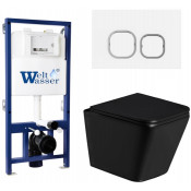 Подвесной унитаз с инсталляцией Weltwasser Bamberg 525 / Gelbach 043 GL-BL / Bamberg WT 10000013556 черный глянцевый
