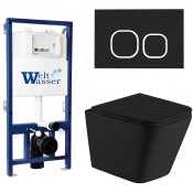 Подвесной унитаз с инсталляцией Weltwasser Bamberg 525 / Gelbach 043 MT-BL / Bamberg BL 10000012792 черный матовый