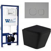 Подвесной унитаз с инсталляцией Weltwasser Bamberg 525 / Gelbach 043 MT-BL / Bamberg CR 10000012793 черный матовый