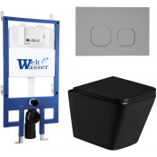 Подвесной унитаз с инсталляцией Weltwasser Bamberg 545 / Gelbach 043 GL-BL / Bamberg CR 10000013558 черный глянцевый