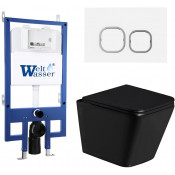 Подвесной унитаз с инсталляцией Weltwasser Bamberg 545 / Gelbach 043 GL-BL / Bamberg WT 10000013556 черный глянцевый