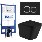 Подвесной унитаз с инсталляцией Weltwasser Bamberg 545 / Gelbach 043 MT-BL / Bamberg BL 10000012795 черный матовый