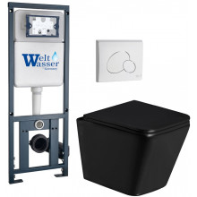 Подвесной унитаз с инсталляцией Weltwasser Marberg 410 / Gelbach 043 GL-BL / MAR 410 RD GL-WT 10000011952 черный глянцевый
