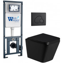 Подвесной унитаз с инсталляцией Weltwasser Marberg 410 / Gelbach 043 GL-BL / MAR 410 RD MT-BL 10000011953 черный глянцевый