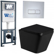 Подвесной унитаз с инсталляцией Weltwasser Marberg 410 / Gelbach 043 GL-BL / MAR 410 SE CR 10000011954 черный глянцевый