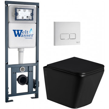 Подвесной унитаз с инсталляцией Weltwasser Marberg 410 / Gelbach 043 GL-BL / MAR 410 SE GL-WT 10000011955 черный глянцевый