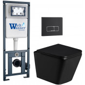 Подвесной унитаз с инсталляцией Weltwasser Marberg 410 / Gelbach 043 GL-BL / MAR 410 SE MT-BL 10000011956 черный глянцевый
