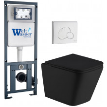 Подвесной унитаз с инсталляцией Weltwasser Marberg 410 / Gelbach 043 MT-BL / MAR 410 RD GL-WT 10000011996 черный матовый