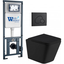 Подвесной унитаз с инсталляцией Weltwasser Marberg 410 / Gelbach 043 MT-BL / MAR 410 RD MT-BL 10000011997 черный матовый