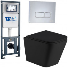 Подвесной унитаз с инсталляцией Weltwasser Marberg 410 / Gelbach 043 MT-BL / MAR 410 SE CR 10000011998 черный матовый