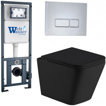 Подвесной унитаз с инсталляцией Weltwasser Marberg 410 / Gelbach 043 MT-BL / MAR 410 SE CR 10000011998 черный матовый
