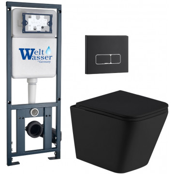 Подвесной унитаз с инсталляцией Weltwasser Marberg 410 / Gelbach 043 MT-BL / MAR 410 SE MT-BL 10000012000 черный матовый